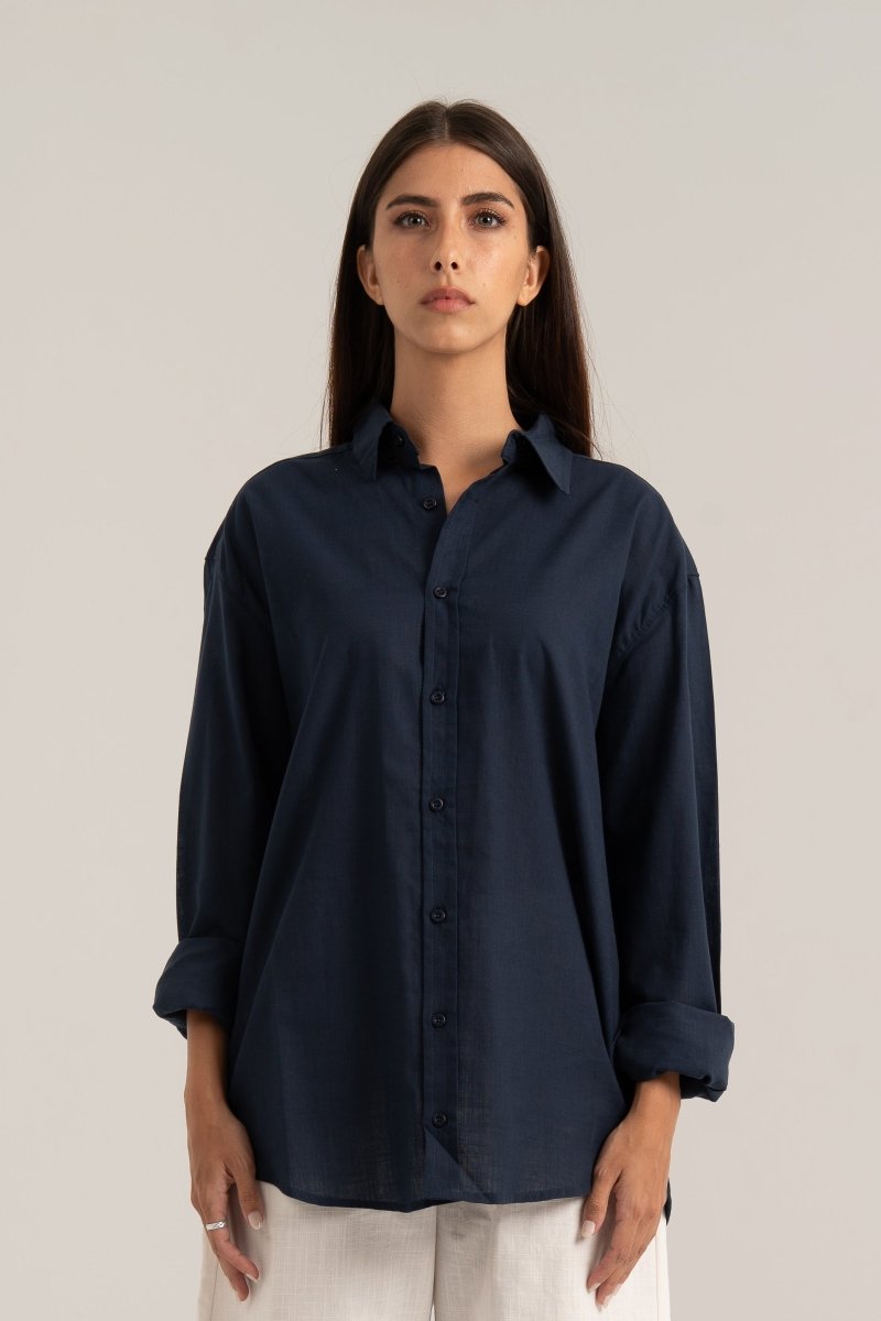 Navy C - Linen Shirt - Baynoire