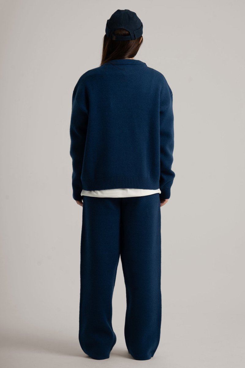 Navy Knitted BYN Emblem Pants - Baynoire