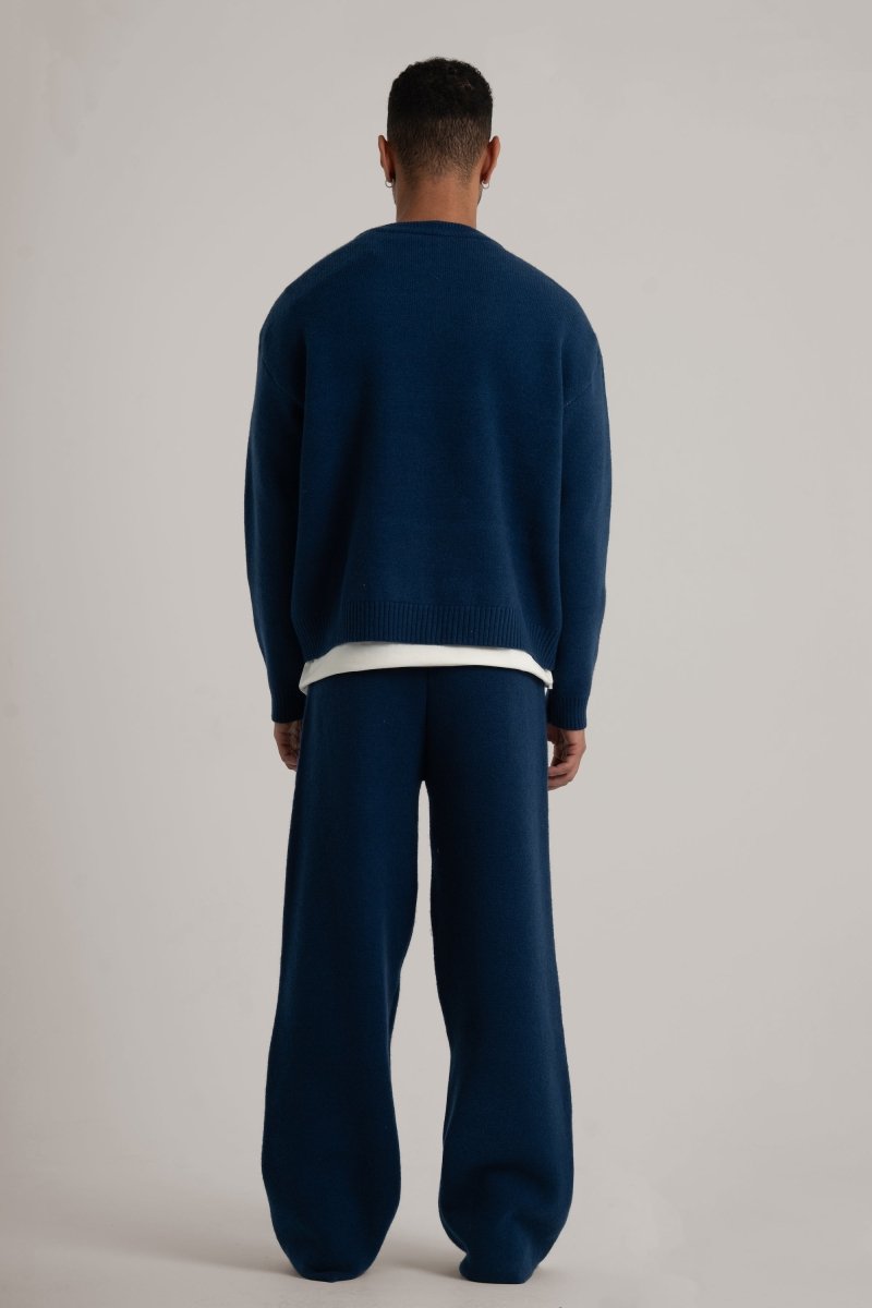 Navy Knitted BYN Emblem Pants - Baynoire