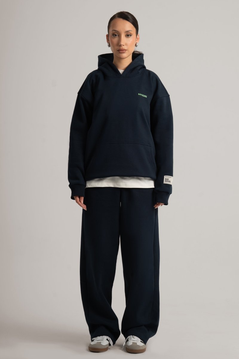 Navy Logo II PL Oversized Hoodie - Baynoire