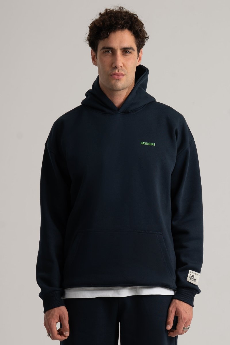 Navy Logo II PL Oversized Hoodie - Baynoire