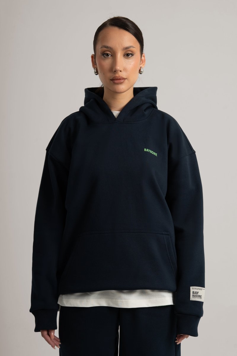 Navy Logo II PL Oversized Hoodie - Baynoire