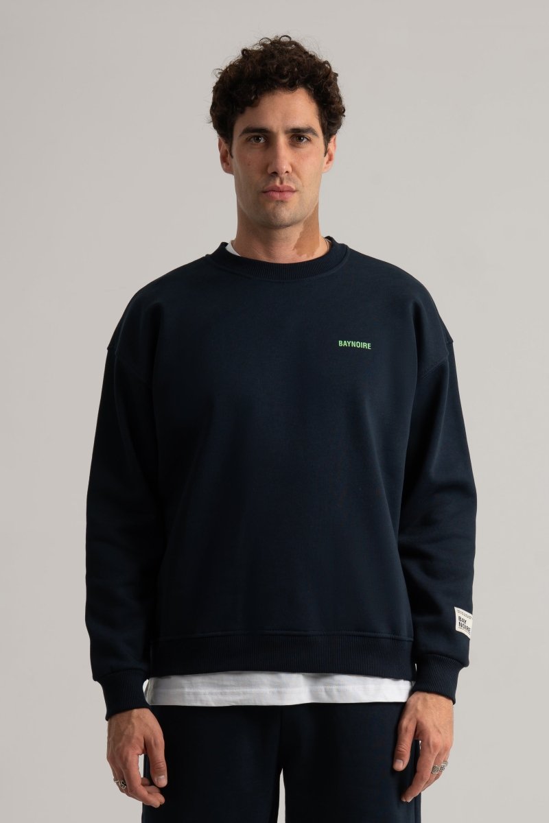Navy Logo II PL Oversized Sweatshirt - Baynoire