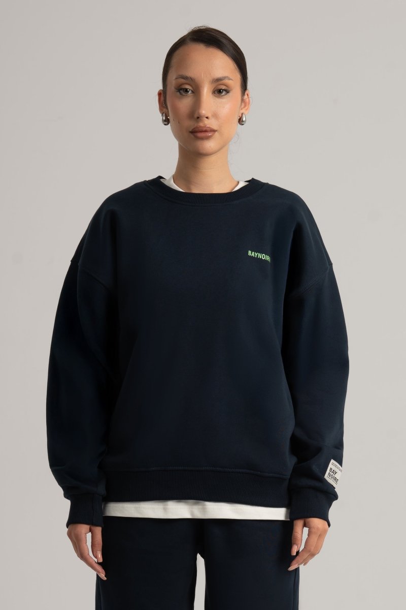 Navy Logo II PL Oversized Sweatshirt - Baynoire