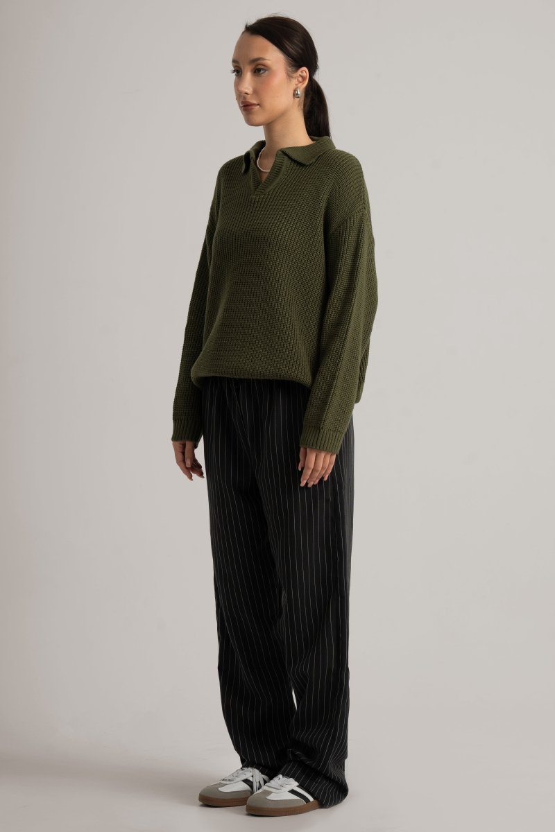 Olive Collar II Sweater - Baynoire