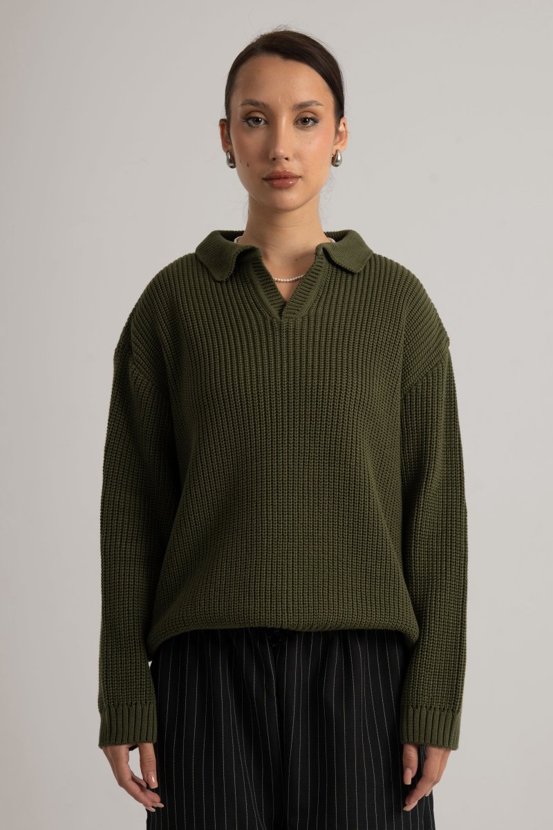 Olive Collar II Sweater - Baynoire