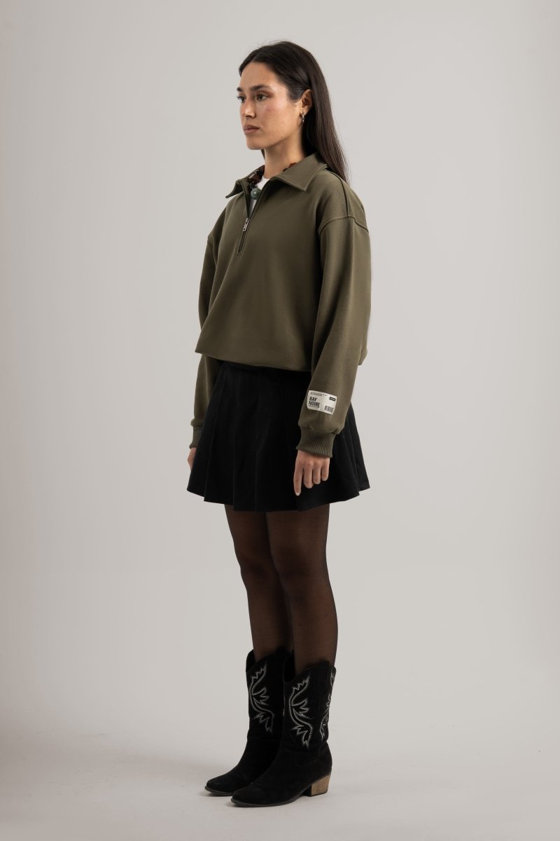 Olive Polo Q - Zipper Sweatshirt - Baynoire