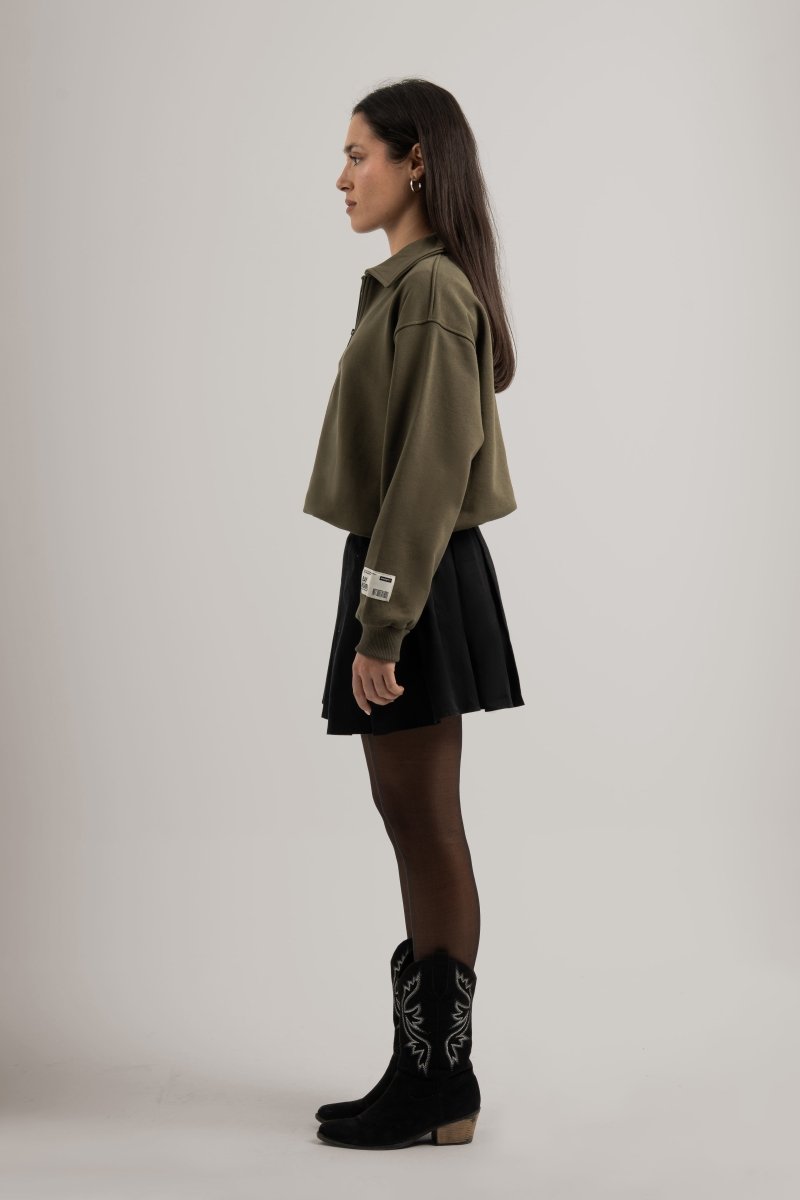 Olive Polo Q - Zipper Sweatshirt - Baynoire