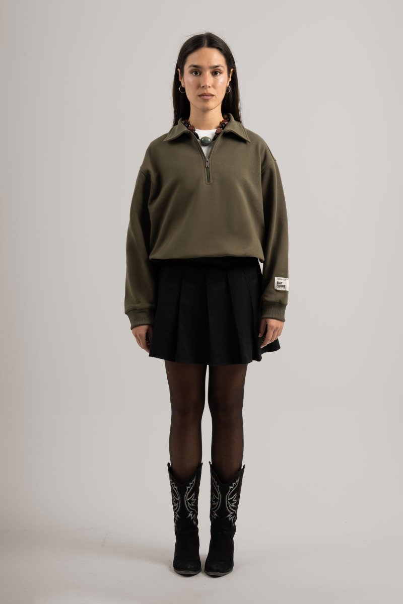 Olive Polo Q - Zipper Sweatshirt - Baynoire