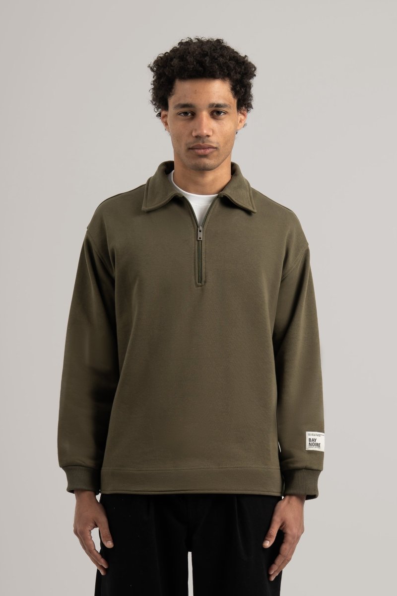 Olive Polo Q - Zipper Sweatshirt - Baynoire