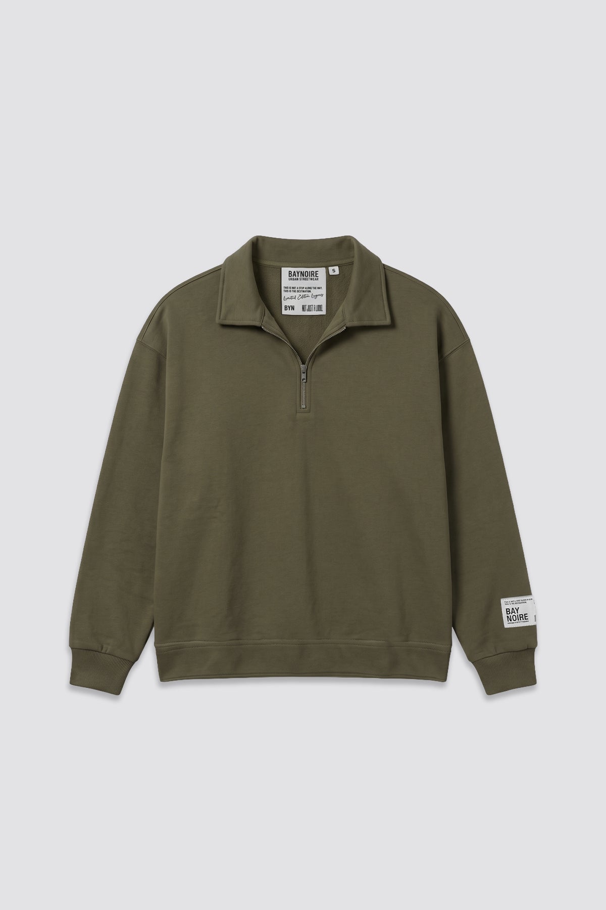Olive Polo Q-Zipper Sweatshirt