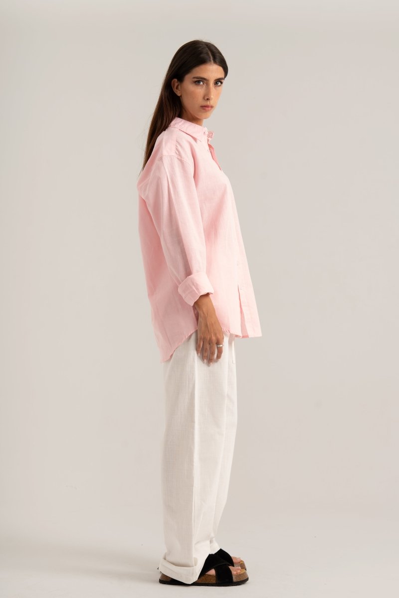 Pink C - Linen Shirt - Baynoire