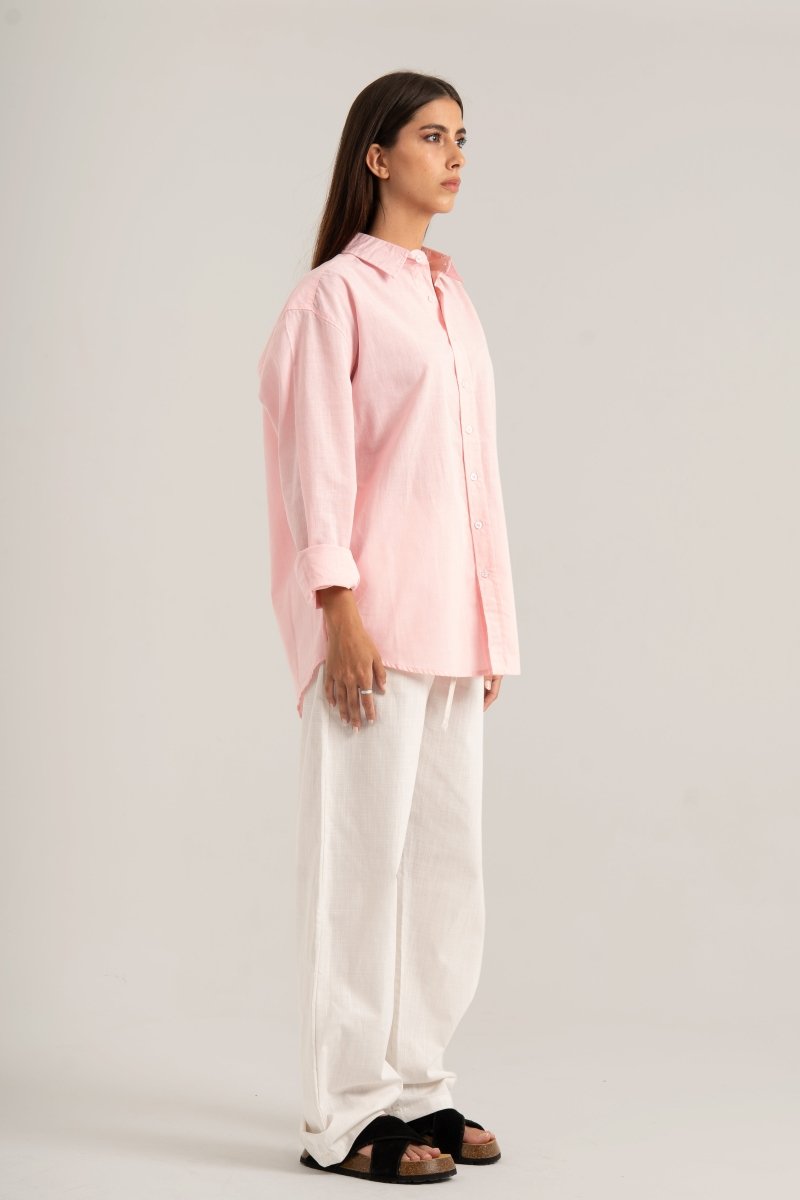 Pink C - Linen Shirt - Baynoire
