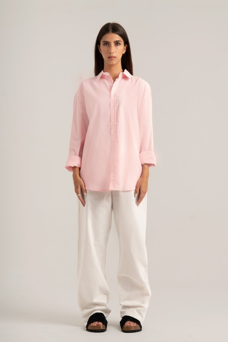 Pink C - Linen Shirt - Baynoire
