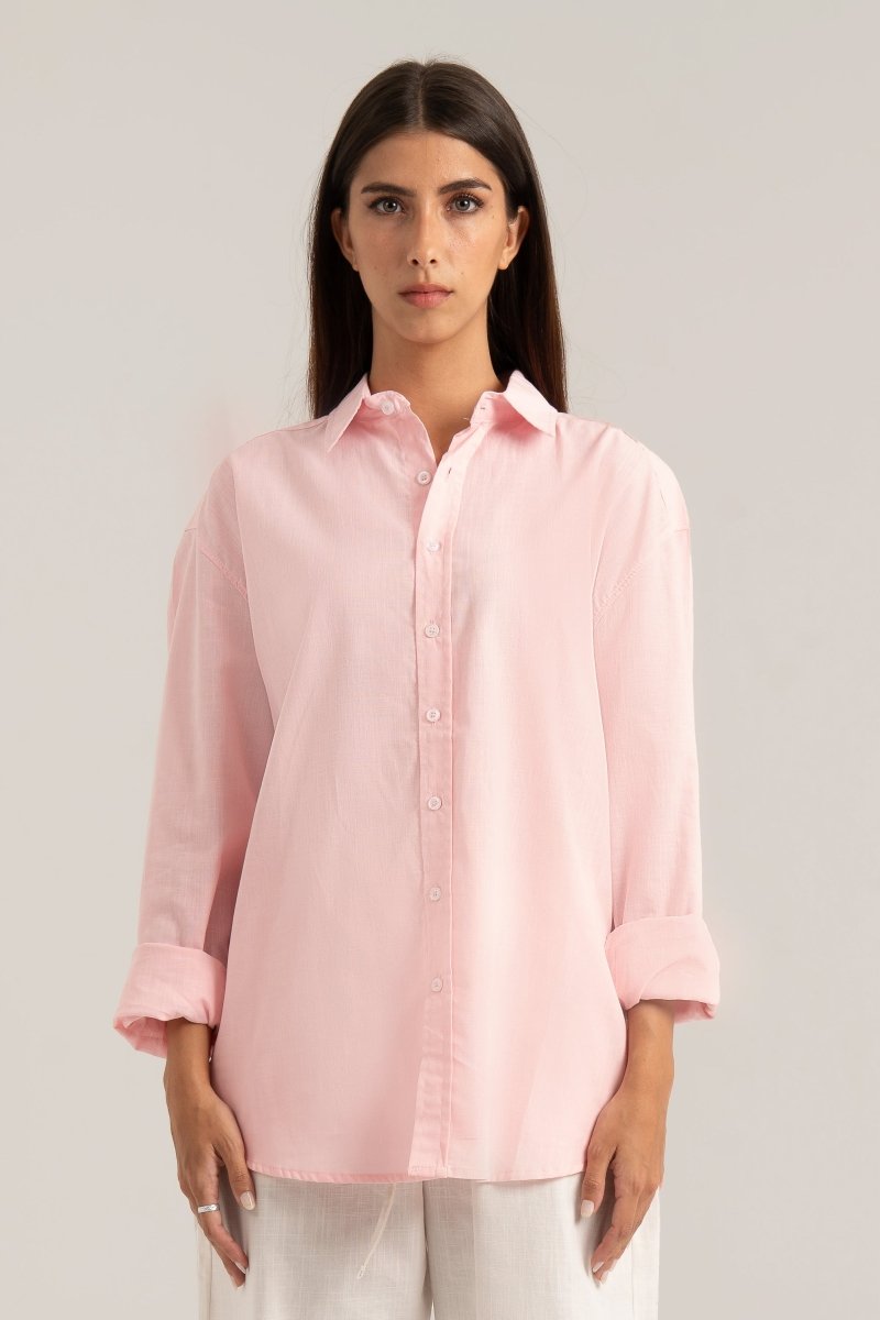 Pink C - Linen Shirt - Baynoire