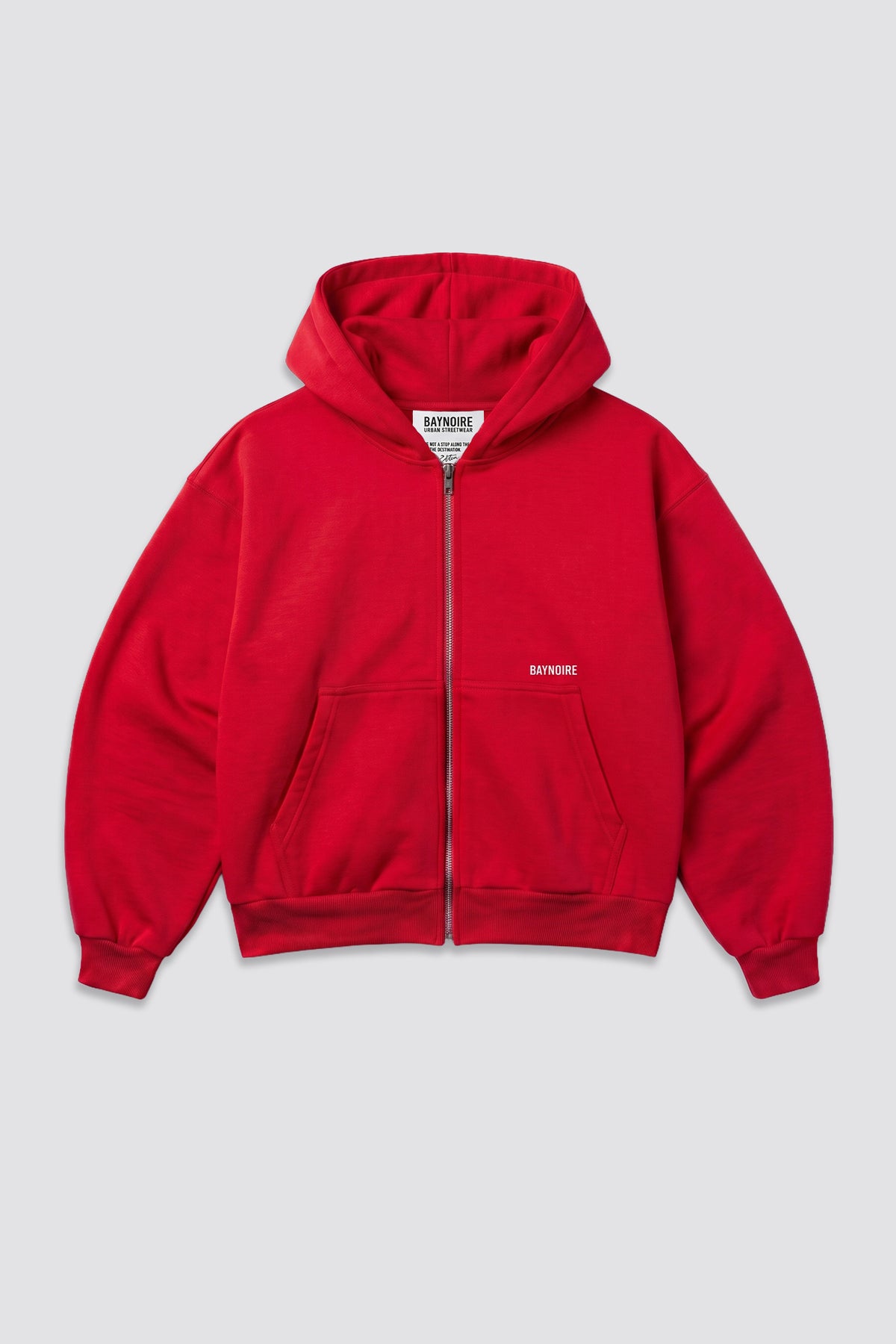 02P Oversized Red Zipped Hoodie