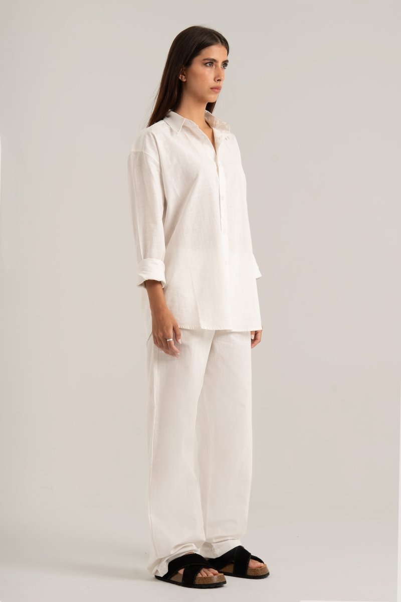 White C - Linen Shirt - Baynoire