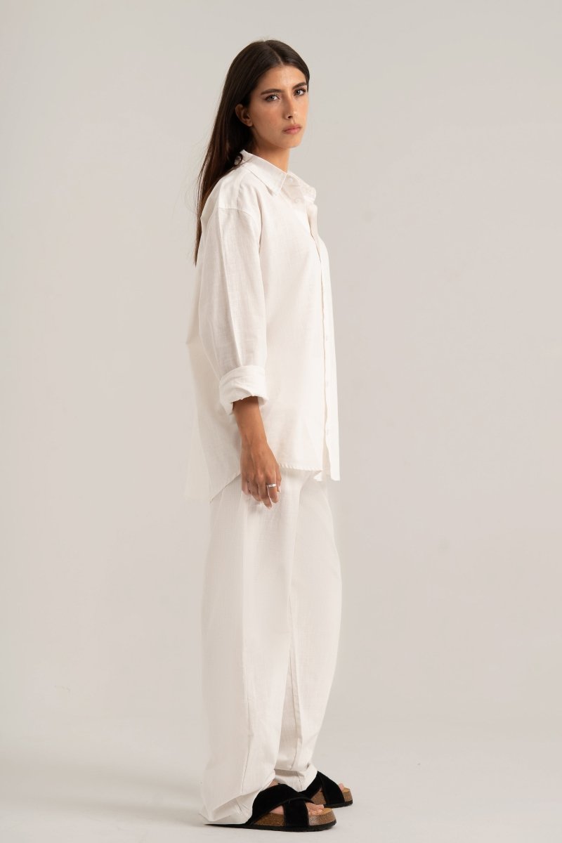 White C - Linen Shirt - Baynoire
