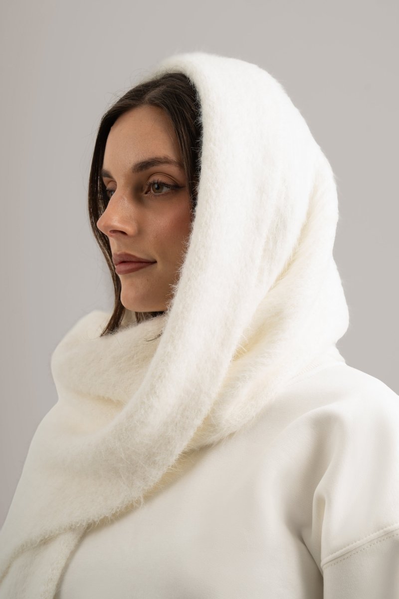 White Faux Wide Scarf - Baynoire