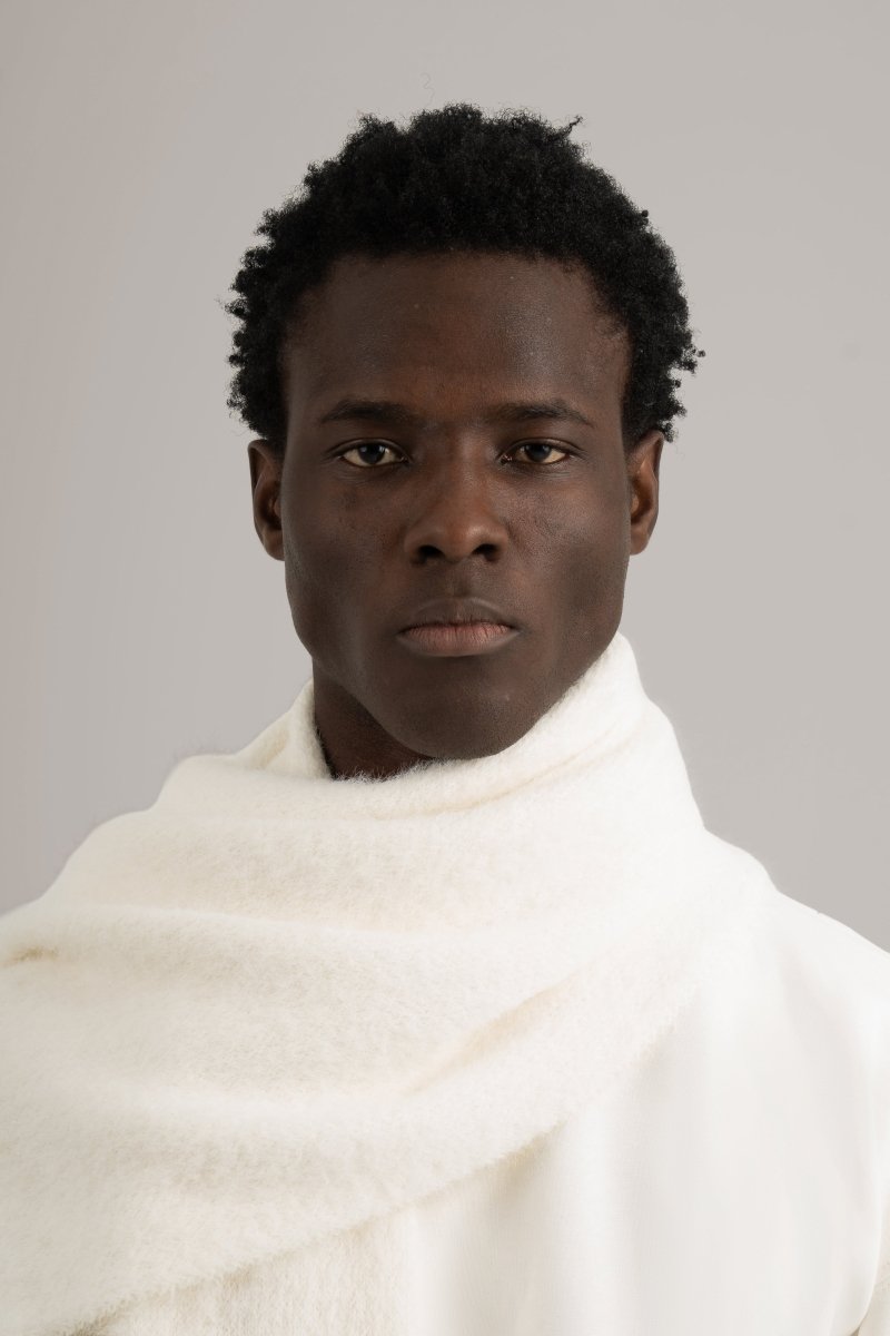 White Faux Wide Scarf - Baynoire