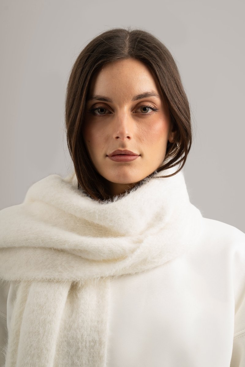 White Faux Wide Scarf - Baynoire