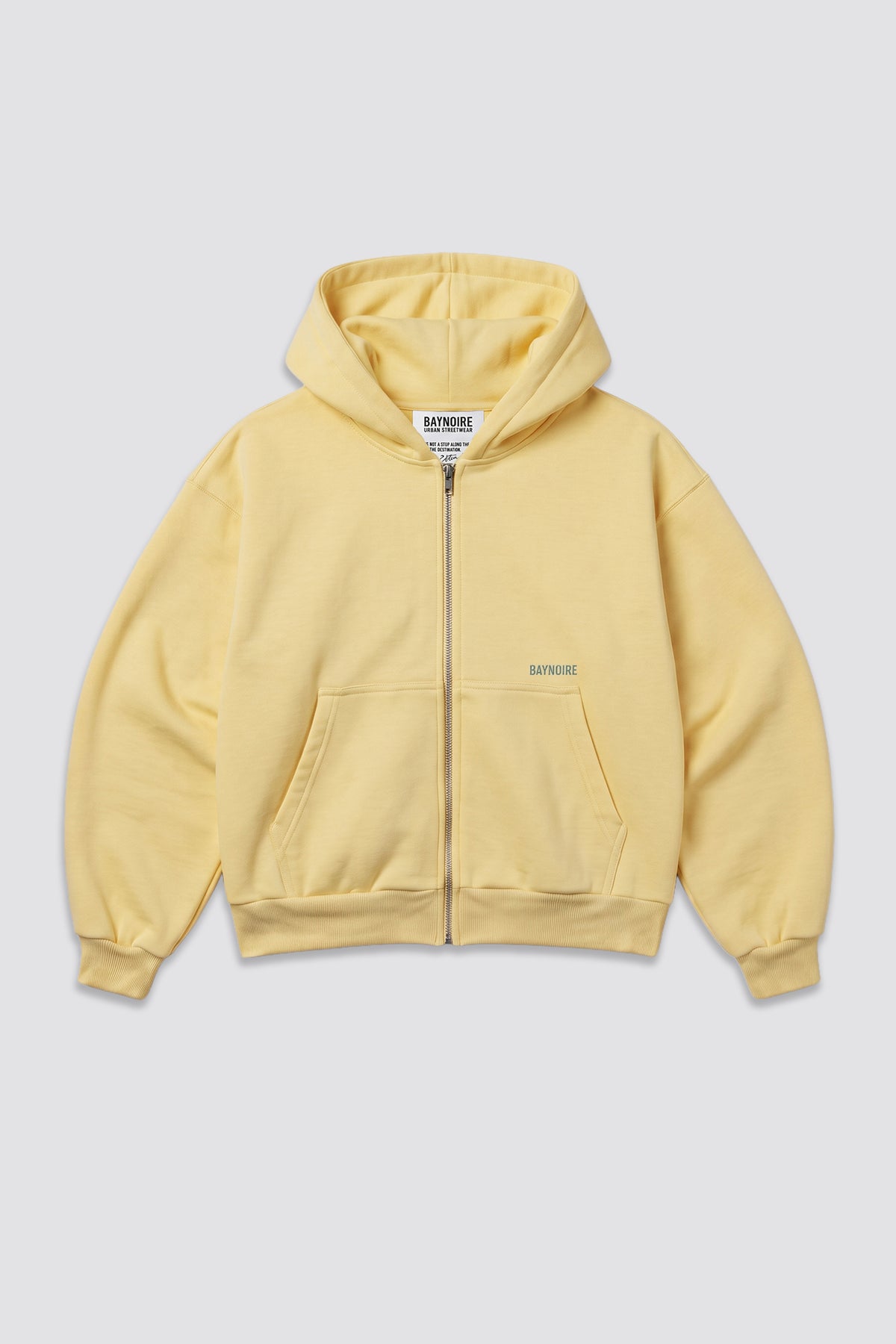 02P Oversized Yellow Cropped Zipped Hoodie